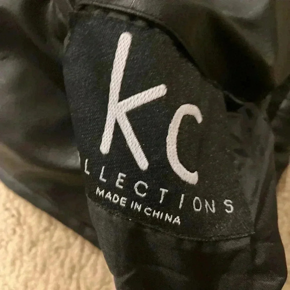 KC Collections Girls Faux Leather Jacket Coat Black Size M Reversible - Picture 3 of 9